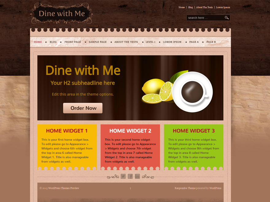 WordPress Theme: Dine With Me