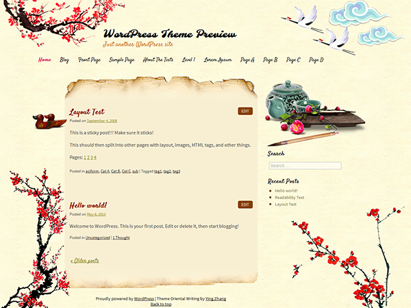 WordPress Theme: Oriental Writing