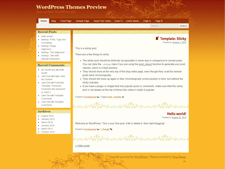 WordPress Theme: oriental