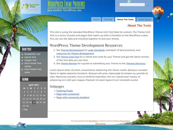 WordPress Theme: Summer Day