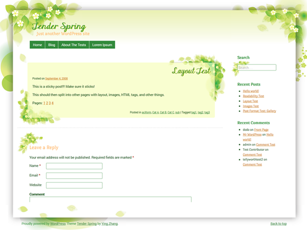 WordPress Theme: Tender Spring